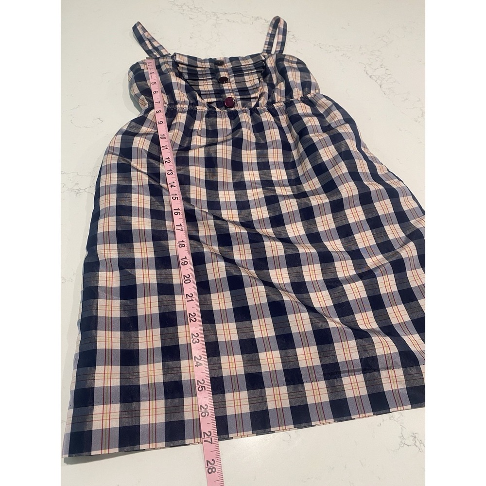 Anthropologie Maeve XS Plaid Mini Dress Blue Pink Cottagecore Preppy Pinafore - Picture 6 of 9
